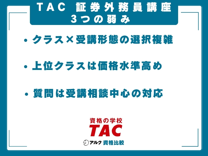TAC 証券外務員 弱み