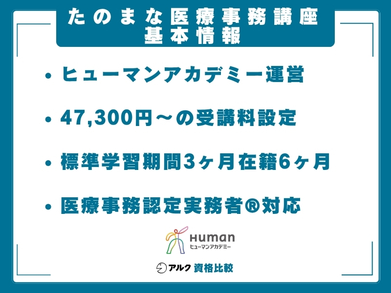 たのまな 医療事務 基本情報