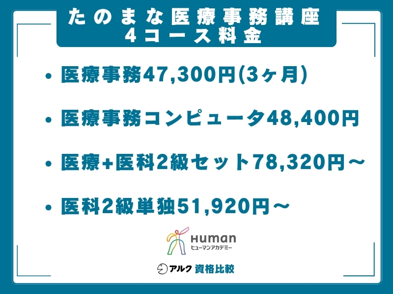 たのまな 医療事務 コース料金