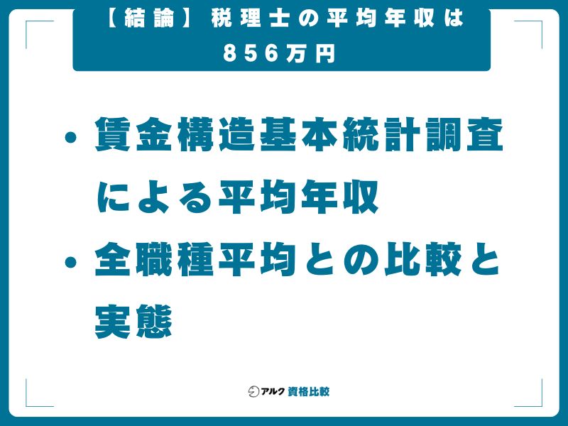 【結論】税理士の平均年収は856万円｜データの読み方に注意が必要