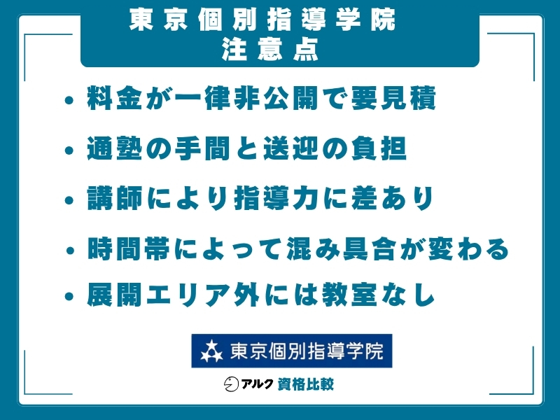 東京個別指導学院 注意点