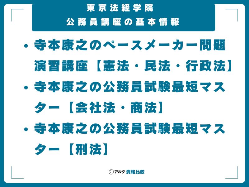 東京法経学院 公務員講座の基本情報