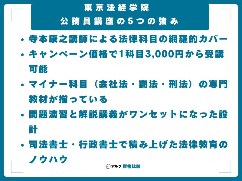 東京法経学院 公務員講座の5つの強み
