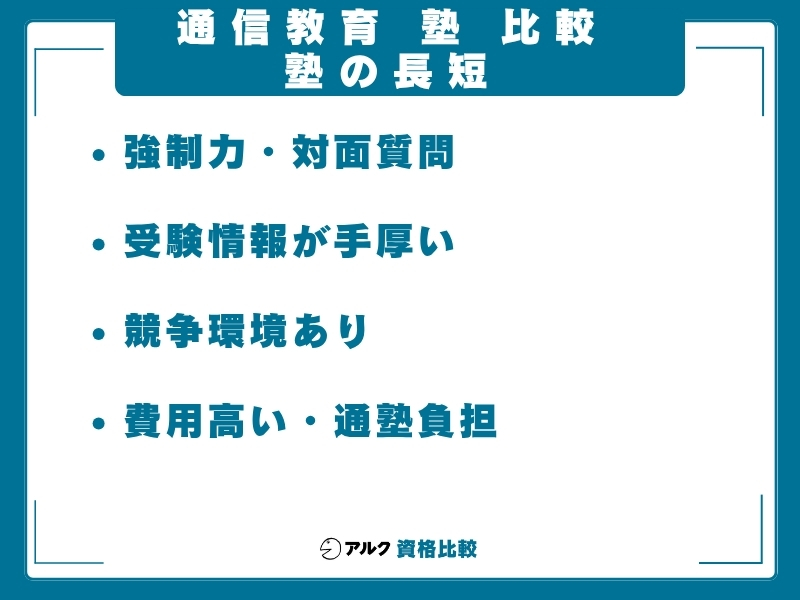 通信教育 塾 比較 塾の長短