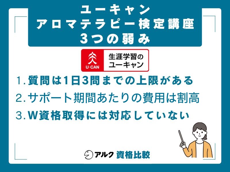 ユーキャン アロマテラピー検定講座の3つの弱み