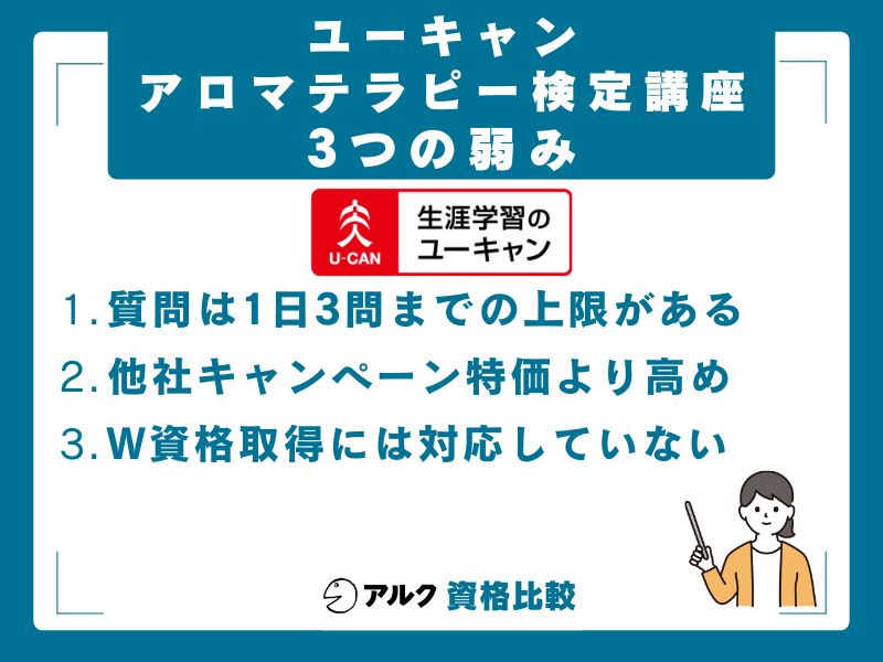 ユーキャン アロマテラピー検定講座の3つの弱み