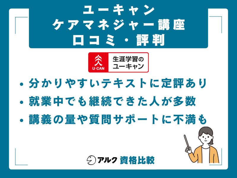 ユーキャンケアマネジャー講座の口コミ・評判