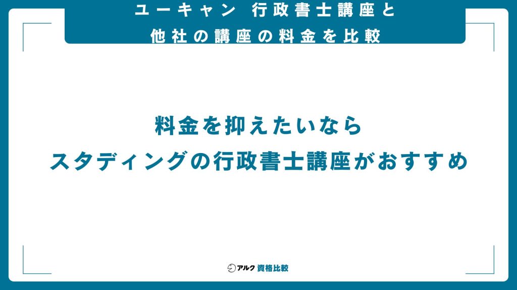 ユーキャン行政書士講座と他社講座の料金を比較