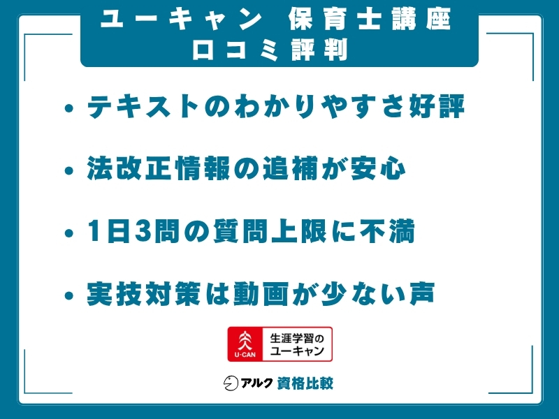 ユーキャン 保育士講座 クチコミ
