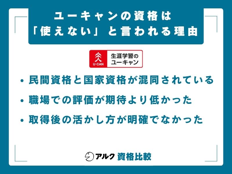 ユーキャン 資格 使えないと言われる理由3つ