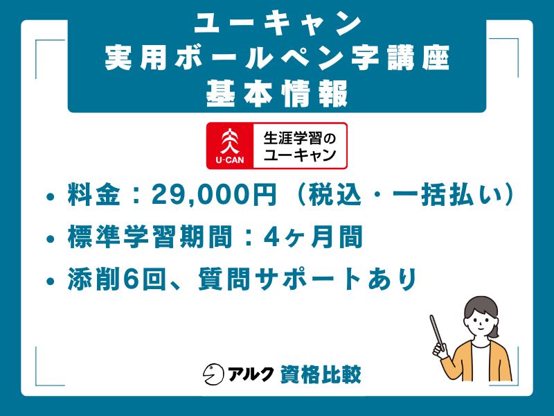 ユーキャン実用ボールペン字講座の基本情報