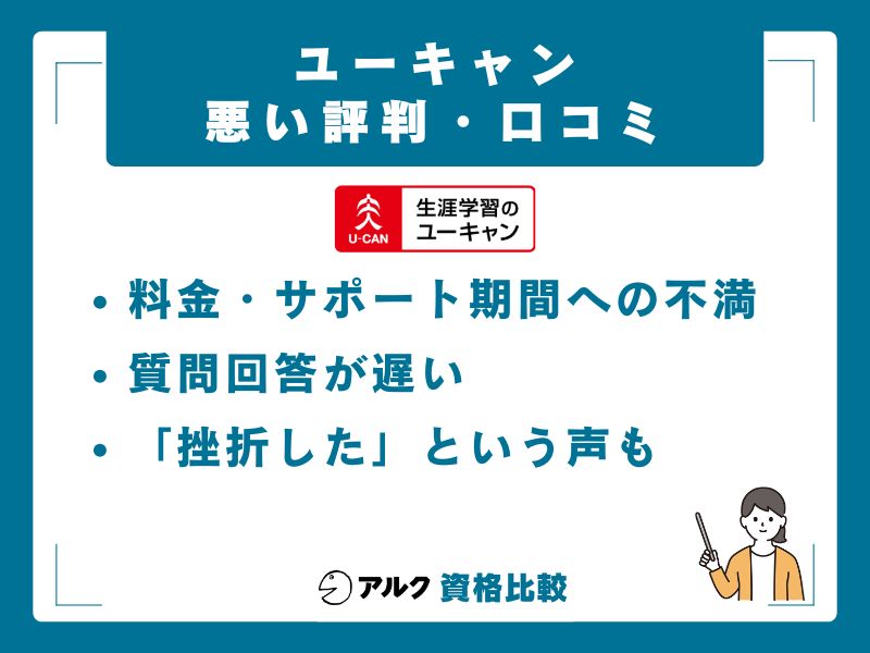 ユーキャンの悪い評判・口コミ【デメリットも正直に紹介】