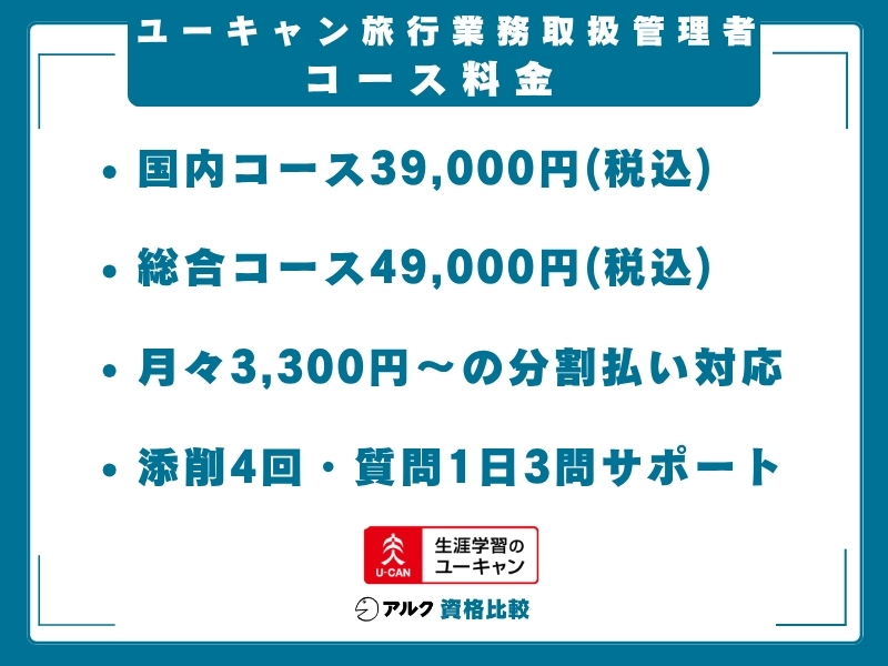 ユーキャン 旅行管理 料金