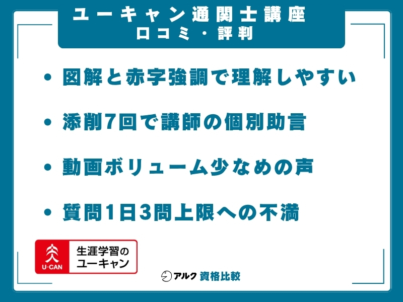 ユーキャン 通関士講座 口コミ
