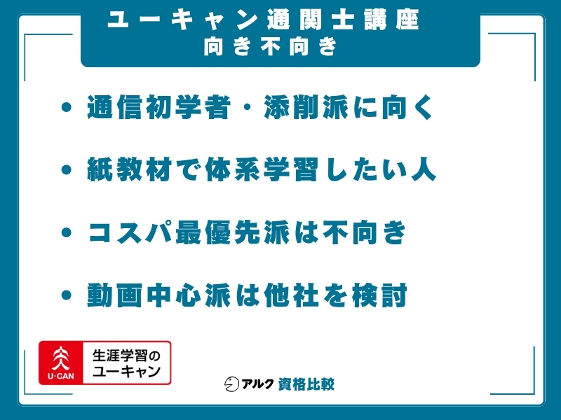 ユーキャン 通関士講座 向き不向き