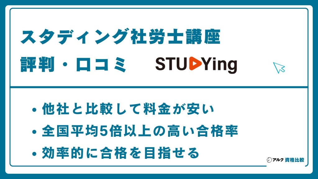 スタディング社労士講座 評判 口コミ