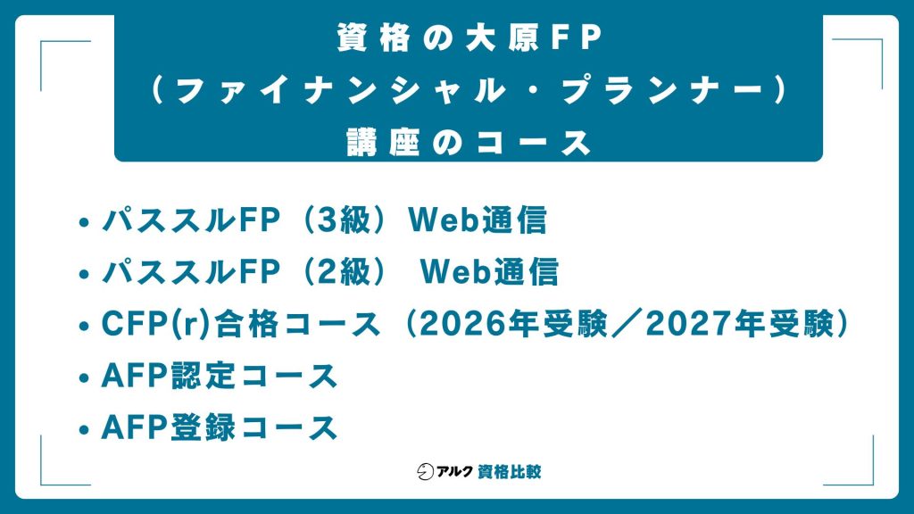 資格の大原FP（ファイナンシャル・プランナー）講座のコース