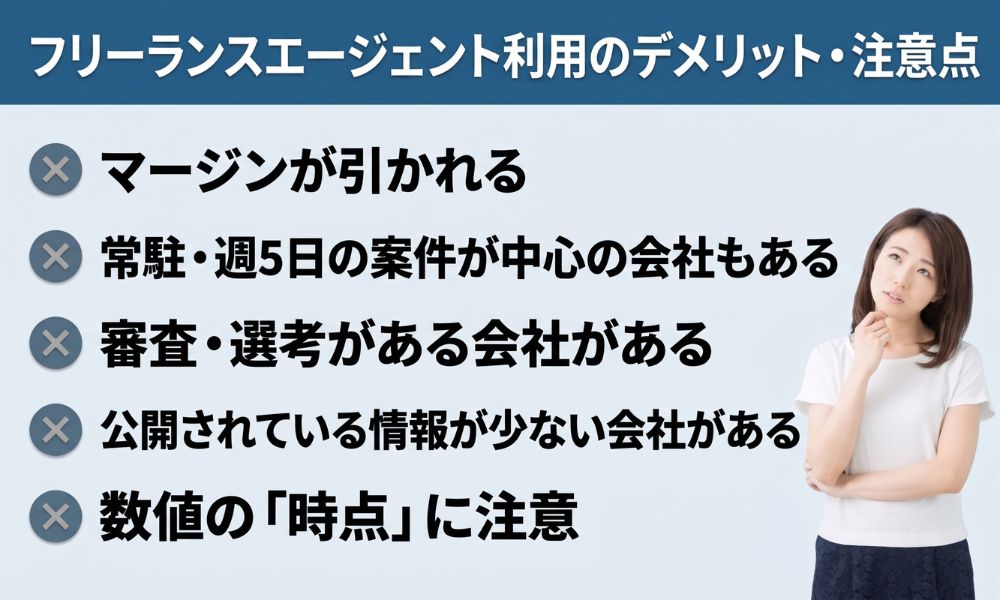フリーランスエージェント デメリット 注意点