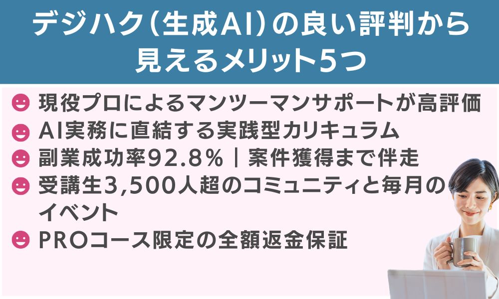 デジハク(生成AI)の良い評判から見えるメリット5つ