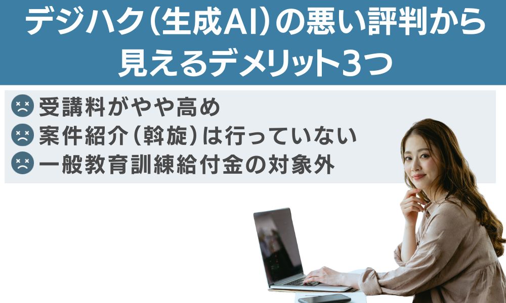デジハク(生成AI)の悪い評判から見えるデメリット3つ