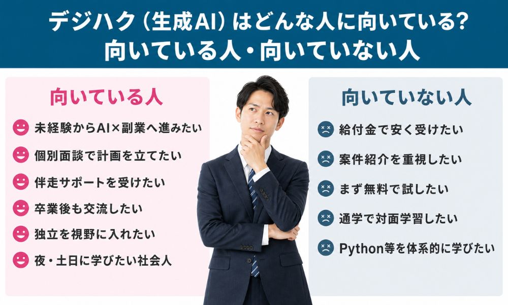 デジハク(生成AI)が向いている人・向いていない人