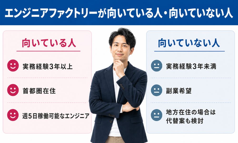 エンジニアファクトリーが向いている人・向いていない人