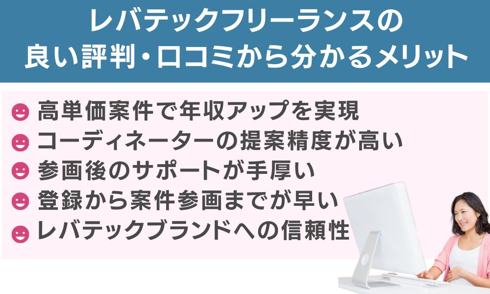 レバテックフリーランスの良い評判・口コミから分かるメリット