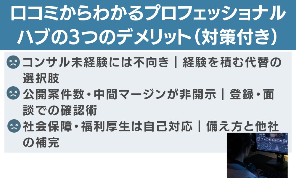 口コミからわかるプロフェッショナルハブの3つのデメリット(対策付き)