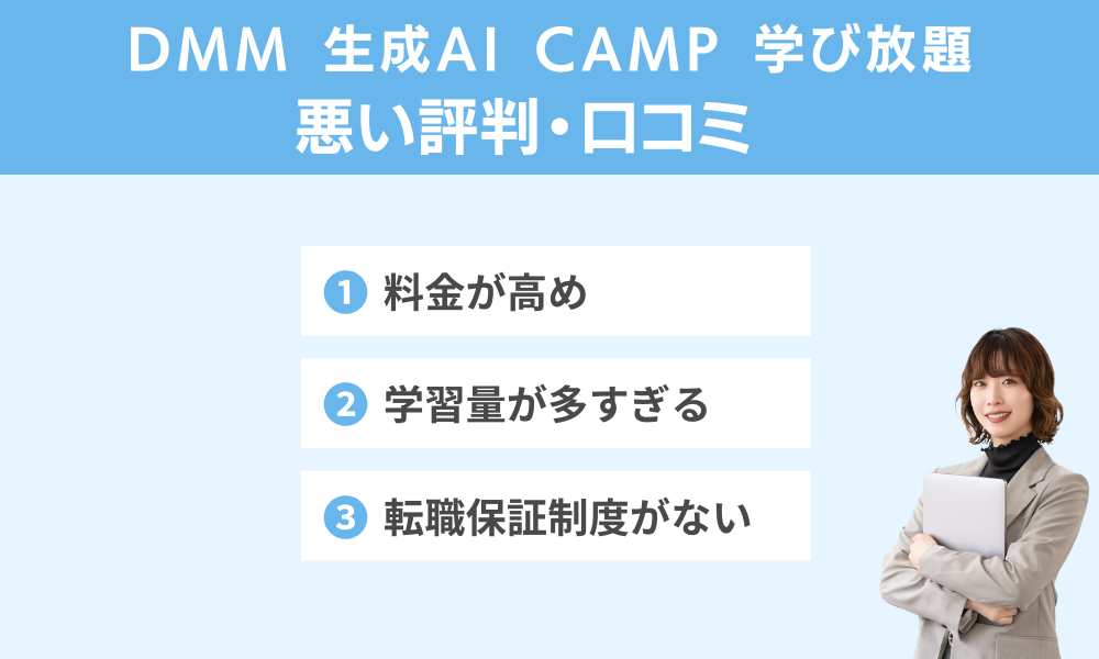 DMM生成AICAMP学び放題の悪い口コミ