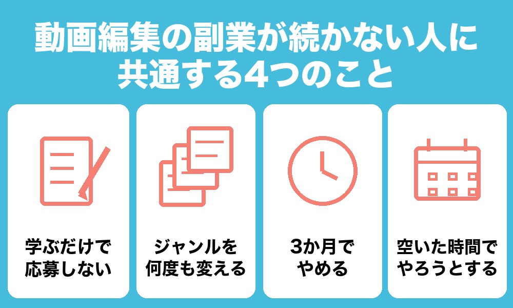 動画編集の副業が続かない人に共通する4つのこと