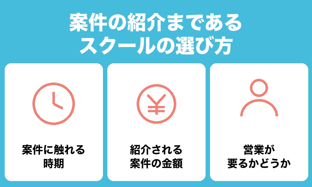案件の紹介まであるスクールの選び方