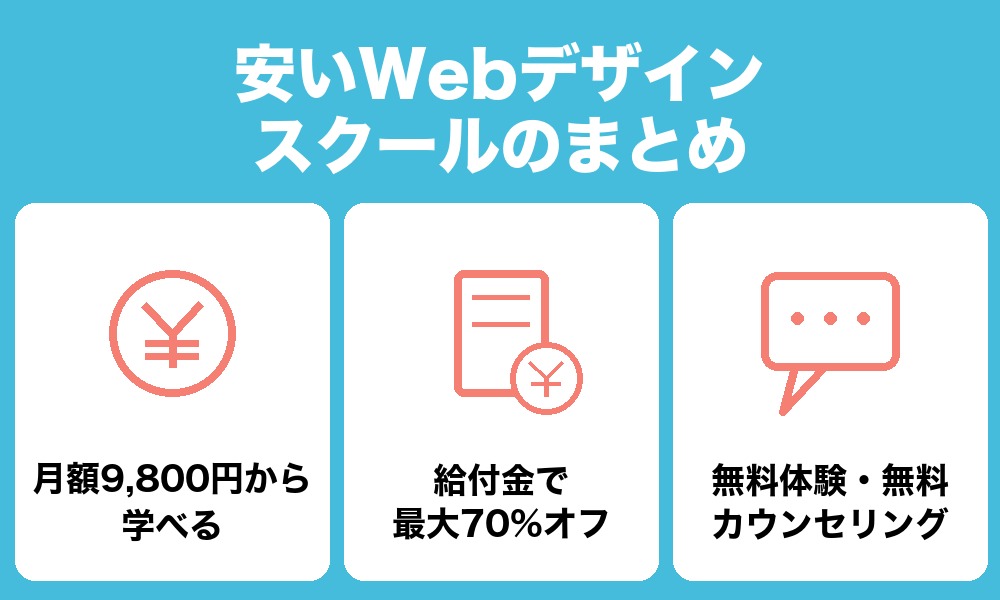 安いWebデザインスクールのまとめ