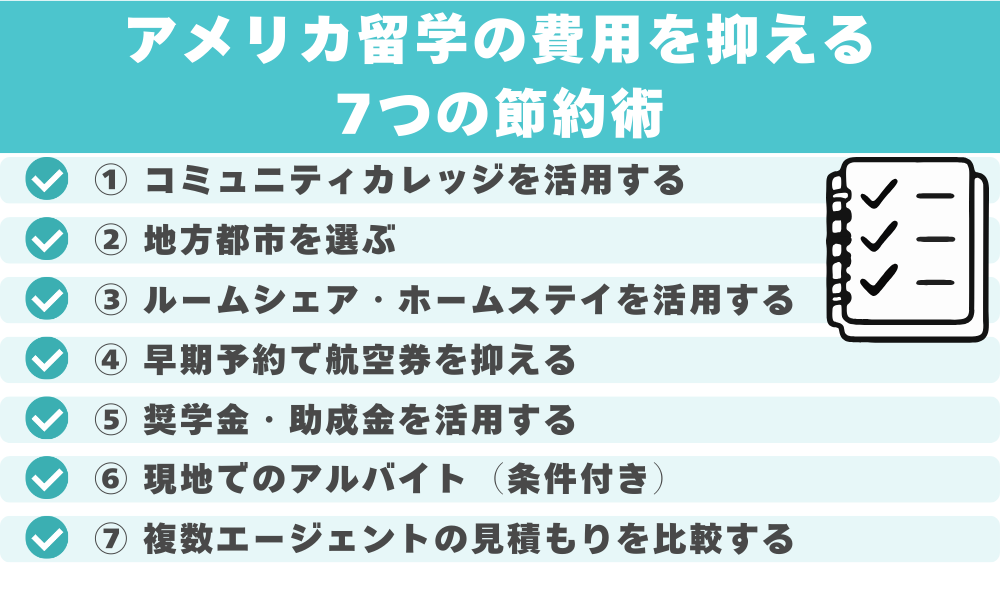 アメリカ留学の費用を抑える7つの節約術