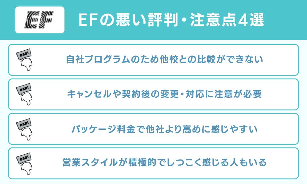 EFの悪い評判・注意点4選