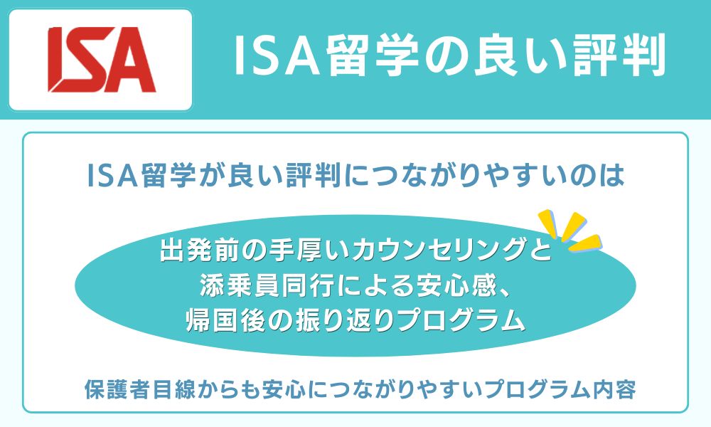 ISA留学の良い評判
