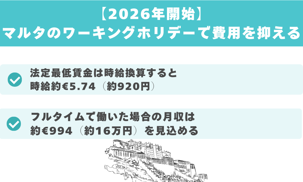 【2026年開始】マルタのワーキングホリデーで費用を抑える