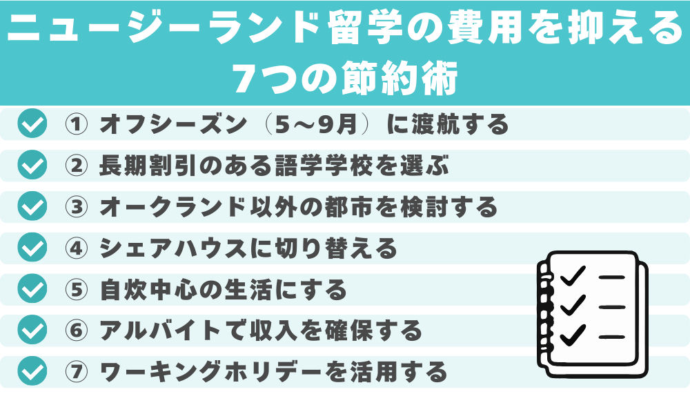ニュージーランド留学の費用を抑える7つの節約術