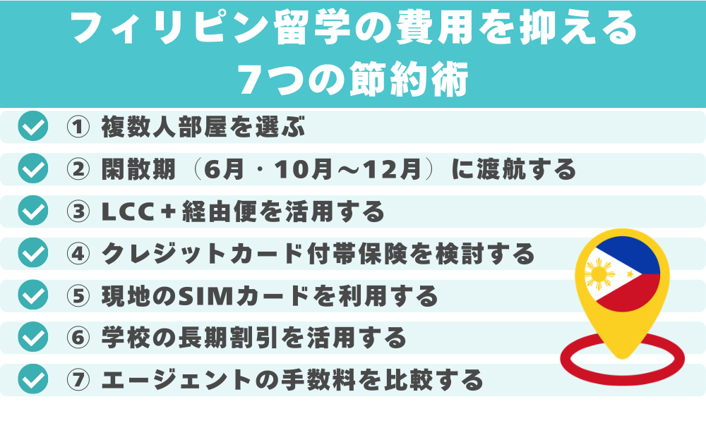 フィリピン留学の費用を抑える7つの節約術