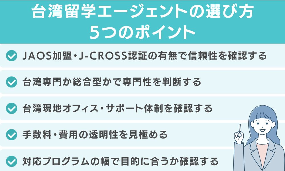 台湾留学エージェントの選び方|5つのポイント