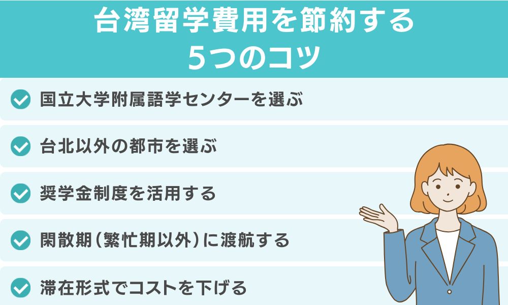 台湾留学費用を節約する5つのコツ