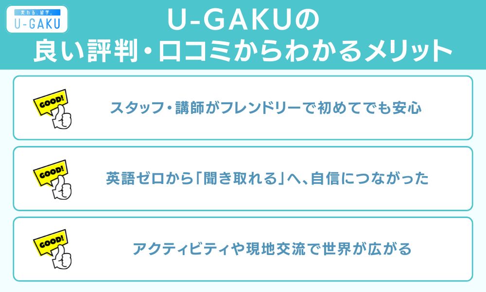 U-GAKUの良い評判・口コミからわかるメリット