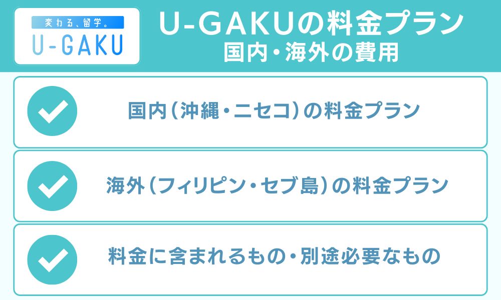 U-GAKUの料金プラン 国内・海外の費用