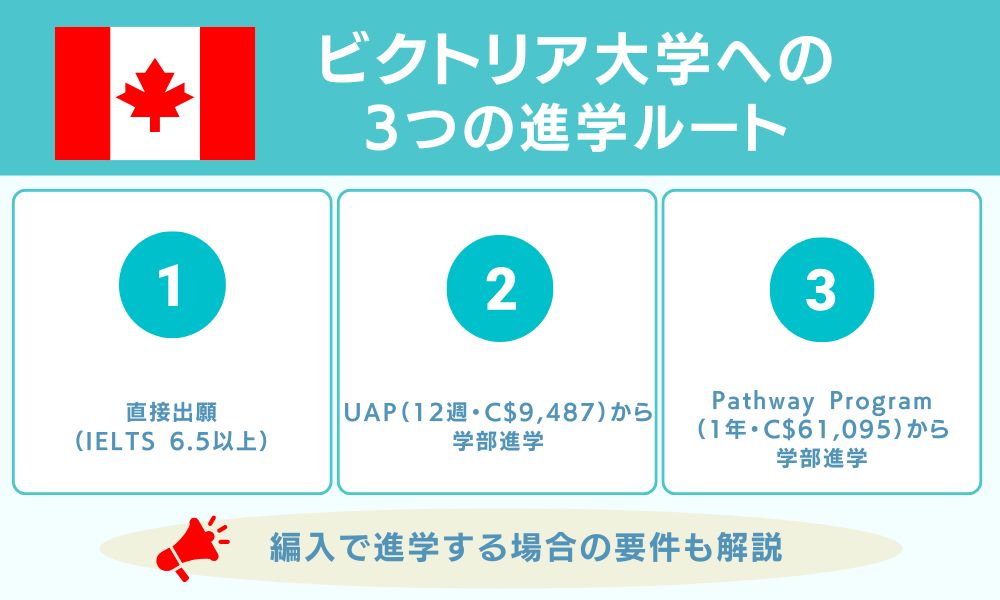 ビクトリア大学への3つの進学ルート