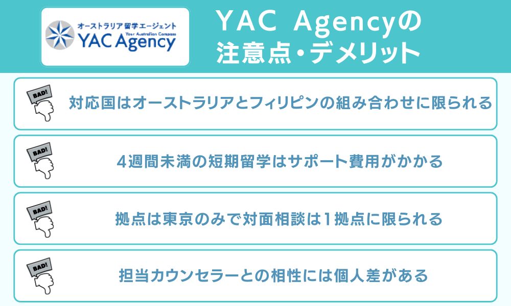 YAC Agencyの注意点・デメリット