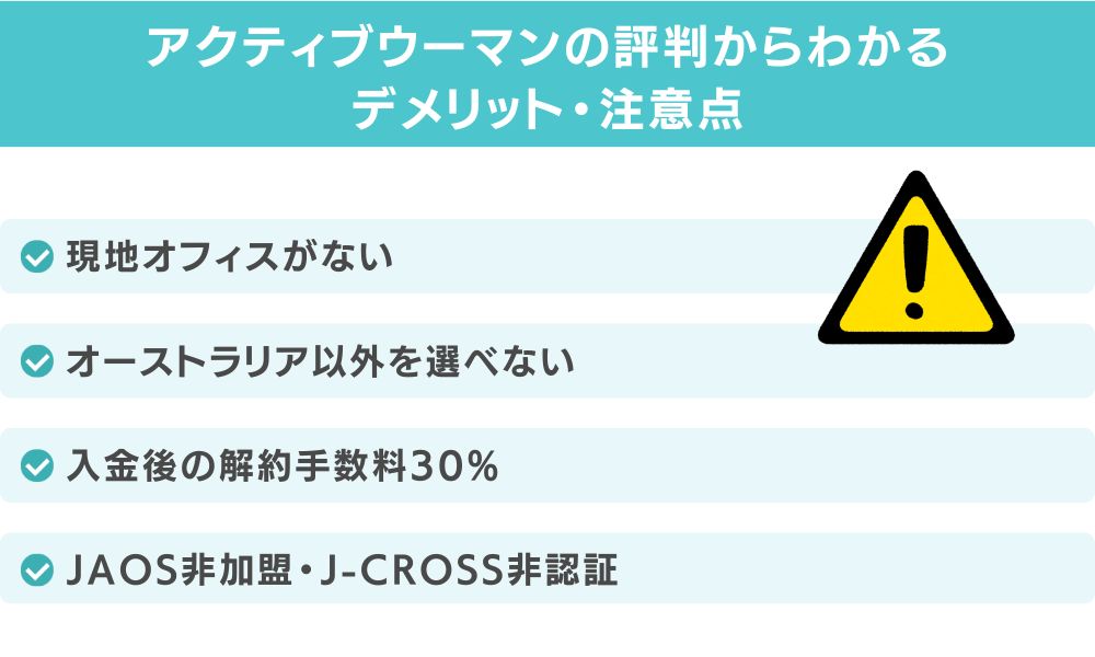 アクティブウーマンの評判からわかるデメリット・注意点