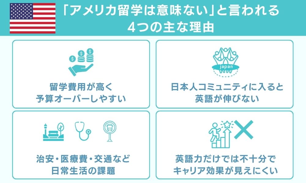 「アメリカ留学は意味ない」と言われる4つの主な理由