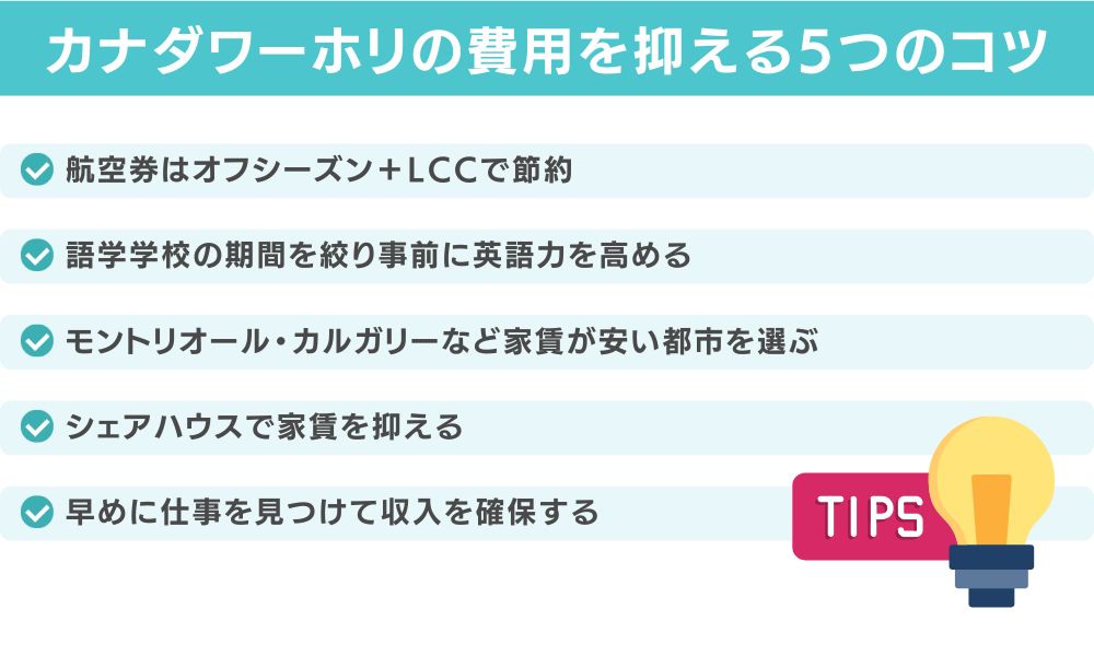 カナダワーホリの費用を抑える5つのコツ