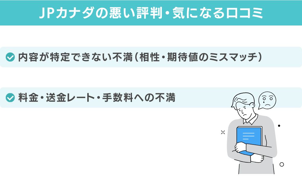 JPカナダの悪い評判・気になる口コミ