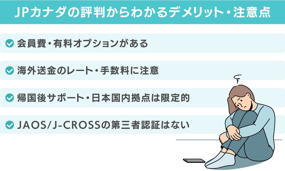 JPカナダの評判からわかるデメリット・注意点