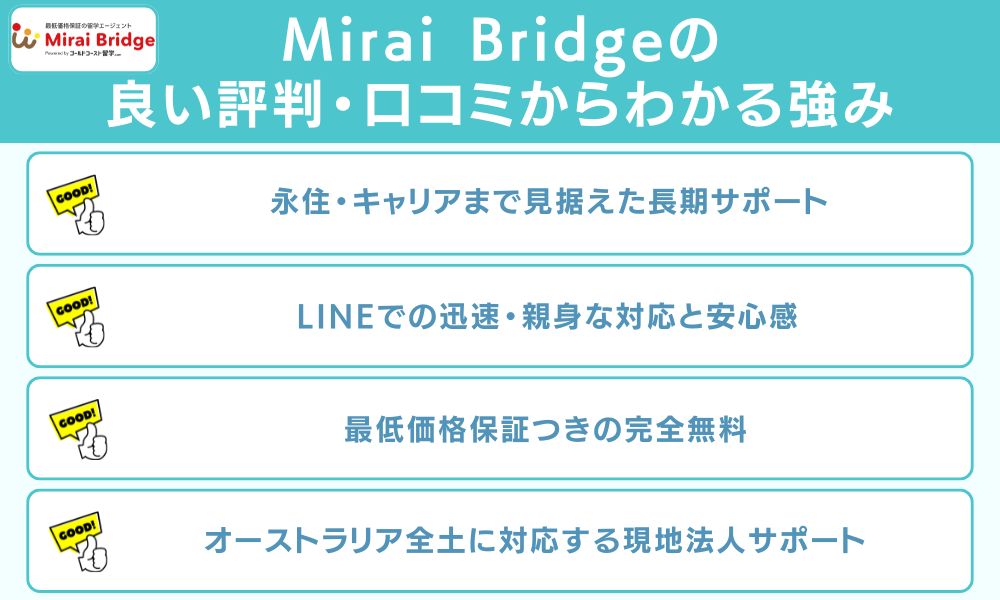 Mirai Bridgeの良い評判・口コミからわかる強み